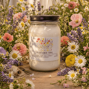 candle with wildflower seeds Wildflower Trail – Serendipity SOY Candle Factory